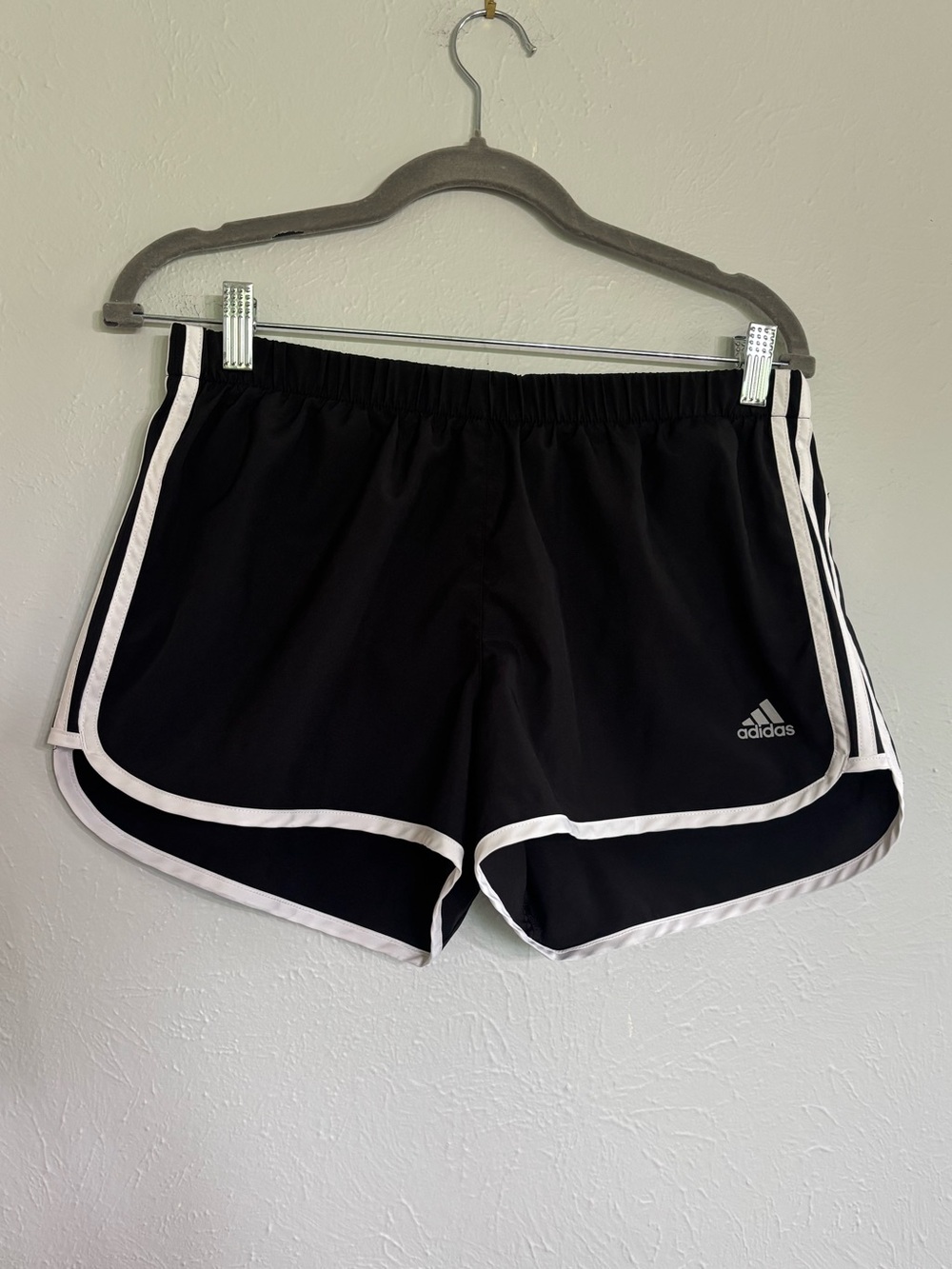 adidas Black Athletic Shorts with White Trim
